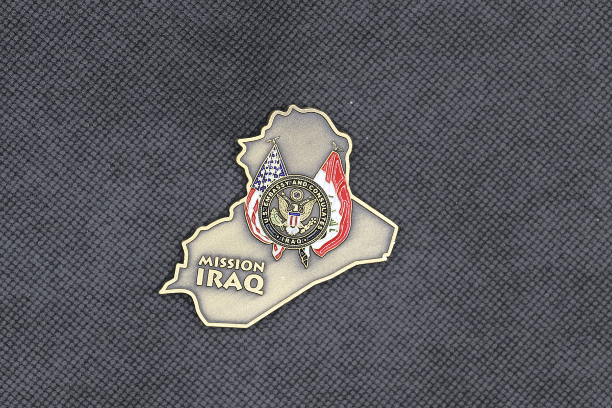 U.S. Department of State "Mission Iraq" Custom Shape Challenge Coin