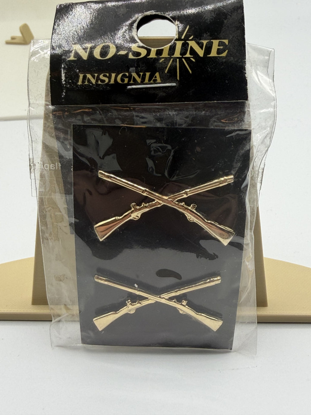 NOS U.S. Army Infantry Crossed Rifles Insignia Pair | No-Shine Finish | Sealed Package | Institute of Heraldry Certified