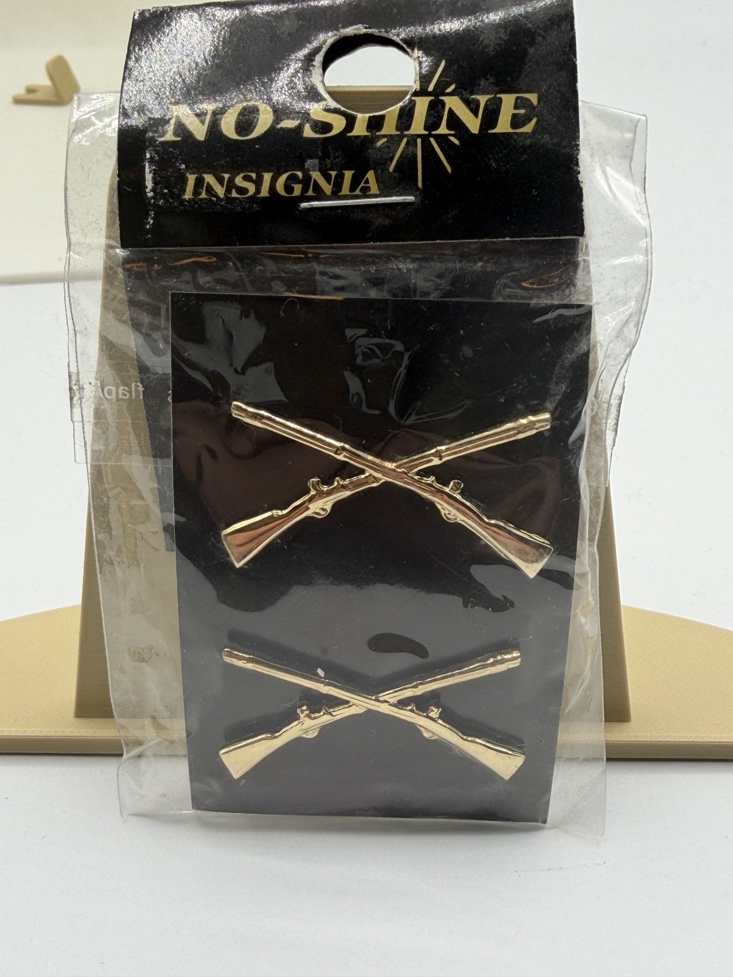 NOS U.S. Army Infantry Crossed Rifles Insignia Pair | No-Shine Finish | Sealed Package | Institute of Heraldry Certified