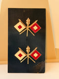NOS U.S. Army Signal Corps Collar Disc Set on Original Card | No-Shine Insignia | Pair