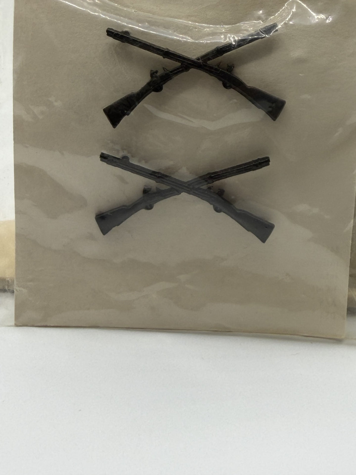 Vietnam Era U.S. Army Infantry Officer Subdued Insignia Pair | GEMSCO GI Marked | NOS Sealed 1969 Contract