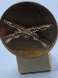 U.S. Army Infantry Collar Disk – Crossed Rifles (WWII–Post‑War Era, Bronze with Light Patina)